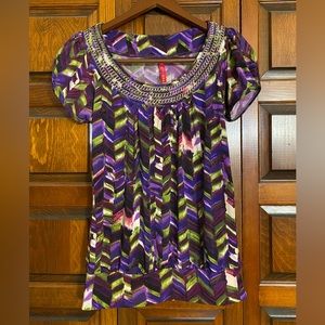 Heart Soul multi-colored top with gold accent.